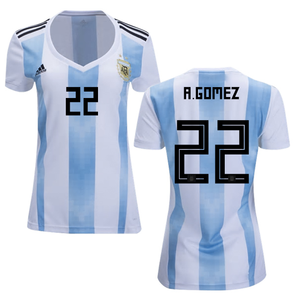Women's Argentina #22 A.Gomez Home Soccer Country Jersey - Click Image to Close